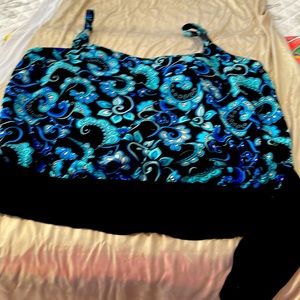 Gabar Bathing suit top with cups. Size 14. Ties at bottom, adjust straps.